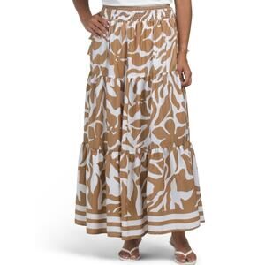 NWT Calypso St. Barth Tropical Print Tiered Maxi Skirt, L